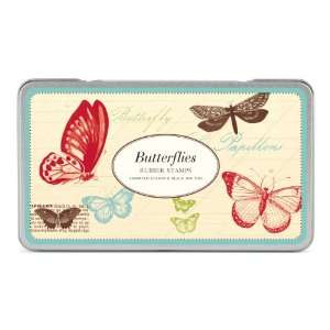 Cavallini Rubber Stamps Butterflies, Assorted with Ink Pad  