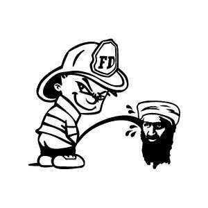  Calvin peeing on Osama bin Laden face   vinyl decal white 