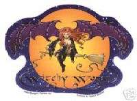 Witchy Woman Witch Bat Wings Sticker Broom Halloween  