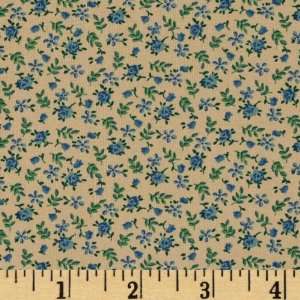  44 Wide Rose Bouquet Cerulean/Tea Fabric By The Yard 