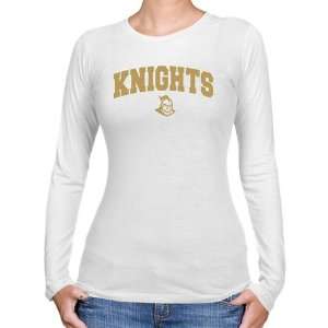  UCF Knights Ladies White Logo Arch Long Sleeve Slim Fit T 