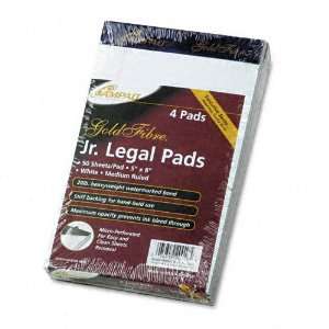 Gold Fibre Ruled Pads, Jr. Legal Rule, 5 x 8, White, 4 50 Sheet Pads 