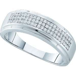 The Steady Splendor Diamond Mens Band 10K White Gold and .20CT Micro 