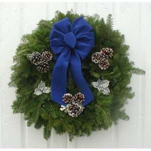  Silver Holly Holiday Balsam Fir Fresh Wreath   24 Inch 