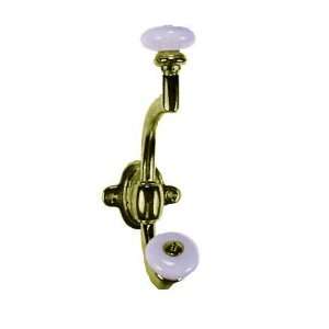  Coat Hook Front Mount Antique Brass With White Ceramic 