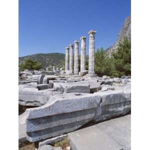 Columns in Ruins of Temple of Athena, Archaeological Site, Priene 