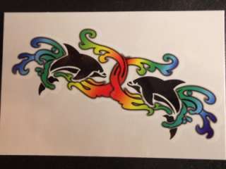 COOL DESIGN & DOLPHINS LOW BACK TEMPORARY TATTOO 12087  