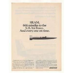  1973 Boeing SRAM Short Range Attack Missile Photo Print Ad 