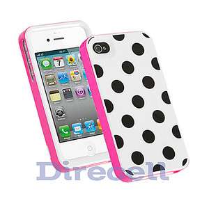   DOTS SKIN GEL HARD CASE COVER FOR iPhone 4 4G 4S 4GS 4th WHITE  