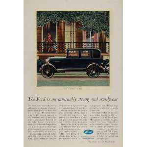   ORIGINAL Ad Blue Ford Model A Fordor Sedan Car   Original Print Ad
