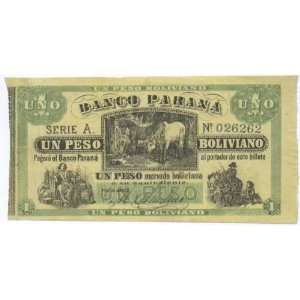 Argentina Banco Parana ND (1868) 1 Peso Boliviano, Pick 