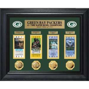 Green Bay Packers Super Bowl Ticket and Game Coin Collectible Frame