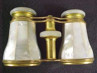 1920s Lemaire Paris Opera Glasses Brass Mother of Pearl  