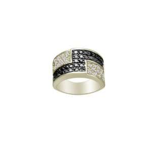   Silver Brick Look Clear CZ Ring.Size 8 FREE GIFT BOX. Jewelry