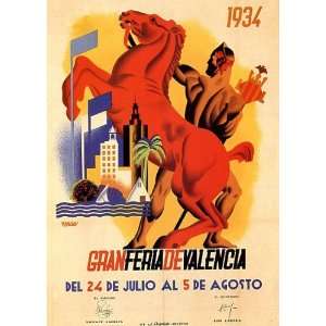 1934 VALENCIA HORSE STATUE SAILBOAT EUROPE TRAVEL TOURISM SPAIN SMALL 