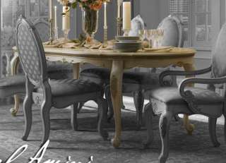 Antiqued Buttermilk Baroque Oval Dining Table  