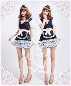   Cosplay Lolita Layered Dress French Maid Costume Halloween @V1105