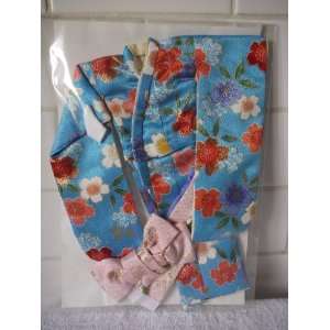  Turquoise Floral Silk Kimono   Japanese Traditional Dress 