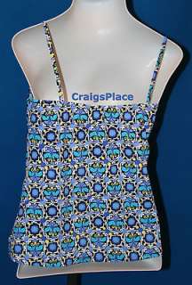 It Figures Moroccan Tile Hip Hider Drawstring Tankini Top A214060 