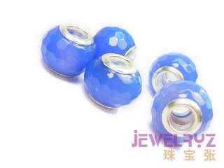 ITEM NAME E3225 Pretty blue agate faceted Pandora bead (5pcs)