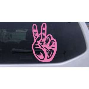 Peace Hand Sign Car Window Wall Laptop Decal Sticker    Pink 22in X 14 