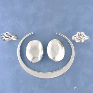Pc Lot Sterling Silver Cuff Bracelet Rings Earrings  