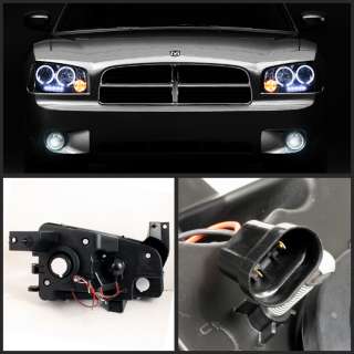 Sonar 2009 2010 Dodge Charger Smoked Halo Projector Head Lights+LED 
