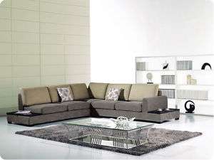 Modern fabric sectional sofa chaise end tables set  