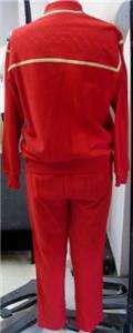 ST JOHN SPORT by Marie Gray Red Gold French Terry Lounge Suit sz Small 
