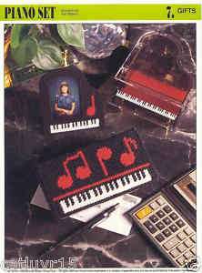 PIANO SET ~ PLASTIC CANVAS PATTERN ~ CHECKBOOK COVER  