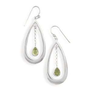  CleverSilvers Polished French Wire Earrings with Peridot 