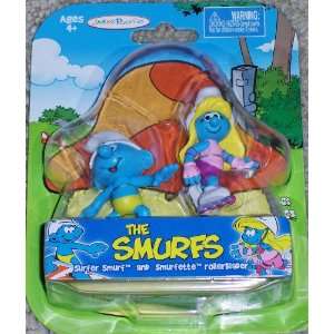  The Smurfs Surfer Smurf & Smurfette Roller Blaber Figures 
