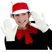 Adult Cat in the Hat White Costume Gloves   Dr. Seuss C  