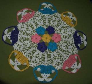 Hand Made Easter Peeking Bunny  Bunnies Crochet Doily  