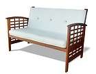 Outdoor Wood Patio Loveseat Bench with Cushions