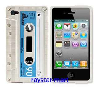 Classic Cassette Silicone Case for iPhone 4 4th 4G White