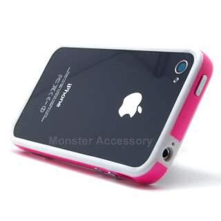 Pink White Bumper Candy Skin TPU Gel Case Cover For Apple iPhone 4 4S 