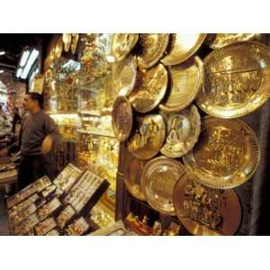  Brass Plates Hang in Khan al Khalili Bazaar, Cairo, Egypt 