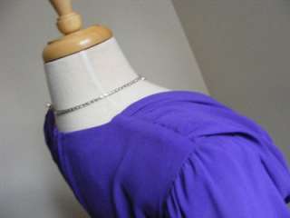 vtg 80s Purple Chiffon URSULA Beaded Sequin PETAL Party Dress S/M 90s 