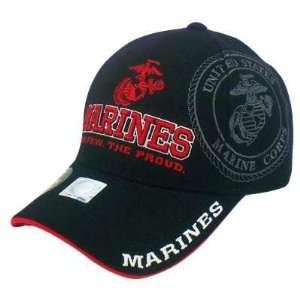  US MARINES MARINE CORPS USMC LICENSED BLACK RED HAT CAP 