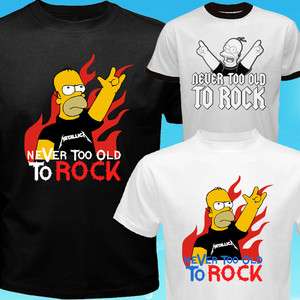   SIMPSON Metallica Never Too Old to Rock Slayer AC/DC T Shirt  