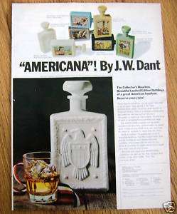 1969 Whiskey Decanters Ad Americana by J W Dant  