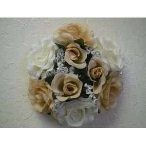  Set of 6 CREAM LATTE Rose Flower 3 Candle Rings Silk Wedding 