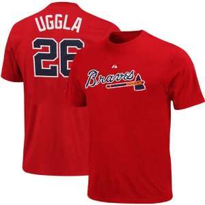  MLB Majestic Atlanta Braves #26 Dan Uggla Red Player T 