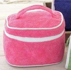 NEW POTTERY BARN KIDS Pink Oval Terry Travel Cosmetic Bag NO MONOGRAM 
