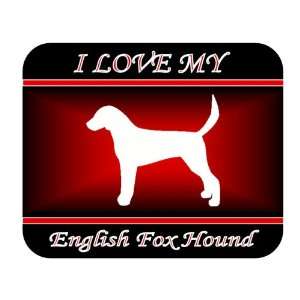  I Love My English Fox Hound Dog Mouse Pad   Red Design 