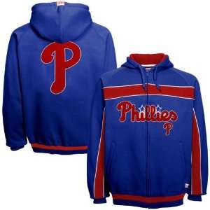   Phillies Royal Blue Felt Applique Full Zip Hoody Sweatshirt Sports
