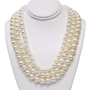 com 3, White Freshwater Pearl Necklaces with 14K Yellow Gold to Wear 