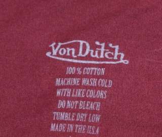 Brand New VON DUTCH Burgundy Long Sleeve Shirt Small  