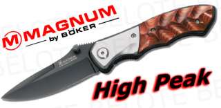 Boker Magnum High Peak Folder Wood Plain Edge 01RY967  